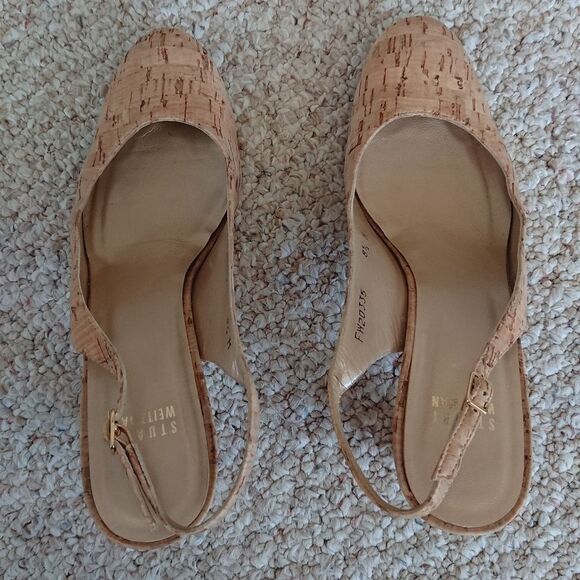 Stuart Weitzman Cork Slingback pump heels size 8 - Picture 3 of 12